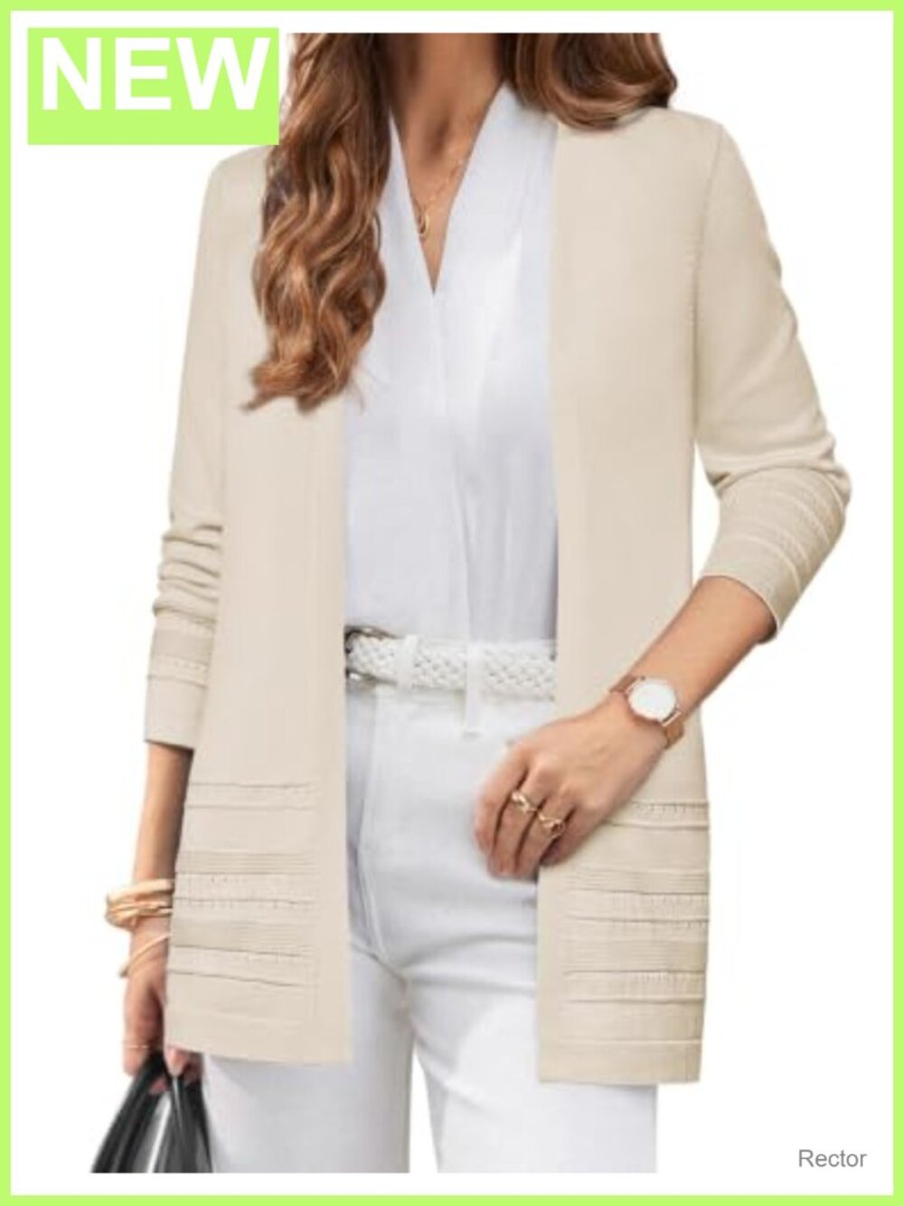 Long Cardigan Sweater Crochet Knit V-Neck Long Sleeve Fall Layering